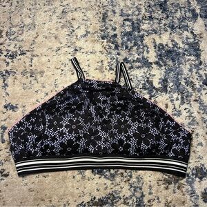Victoria’s Secret Gray & Black Floral Mesh Padded Bikini Top Size Small